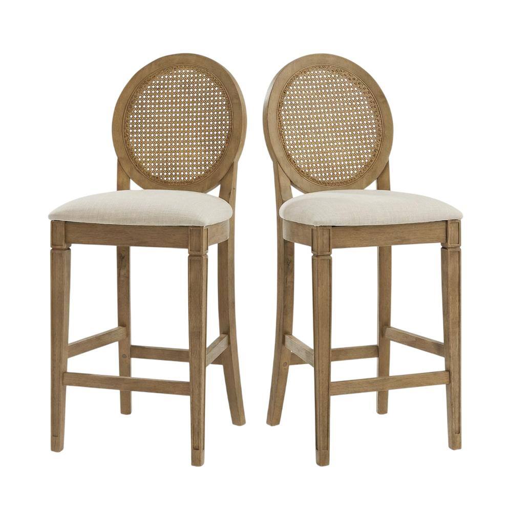 Front. Crosley Furniture - Katia 2-Piece Cane-Back Counter Stool Set - 2 Cane-Back Counter Stools - Driftwood.