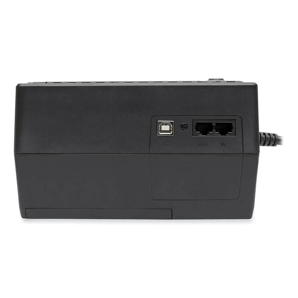 Left. Tripp Lite - Tripp Lite INTERNET550U 10 Outlets 550 VA 420 Joules Internet Office Ultra-Compact Desktop Standby UPS USB - Black.