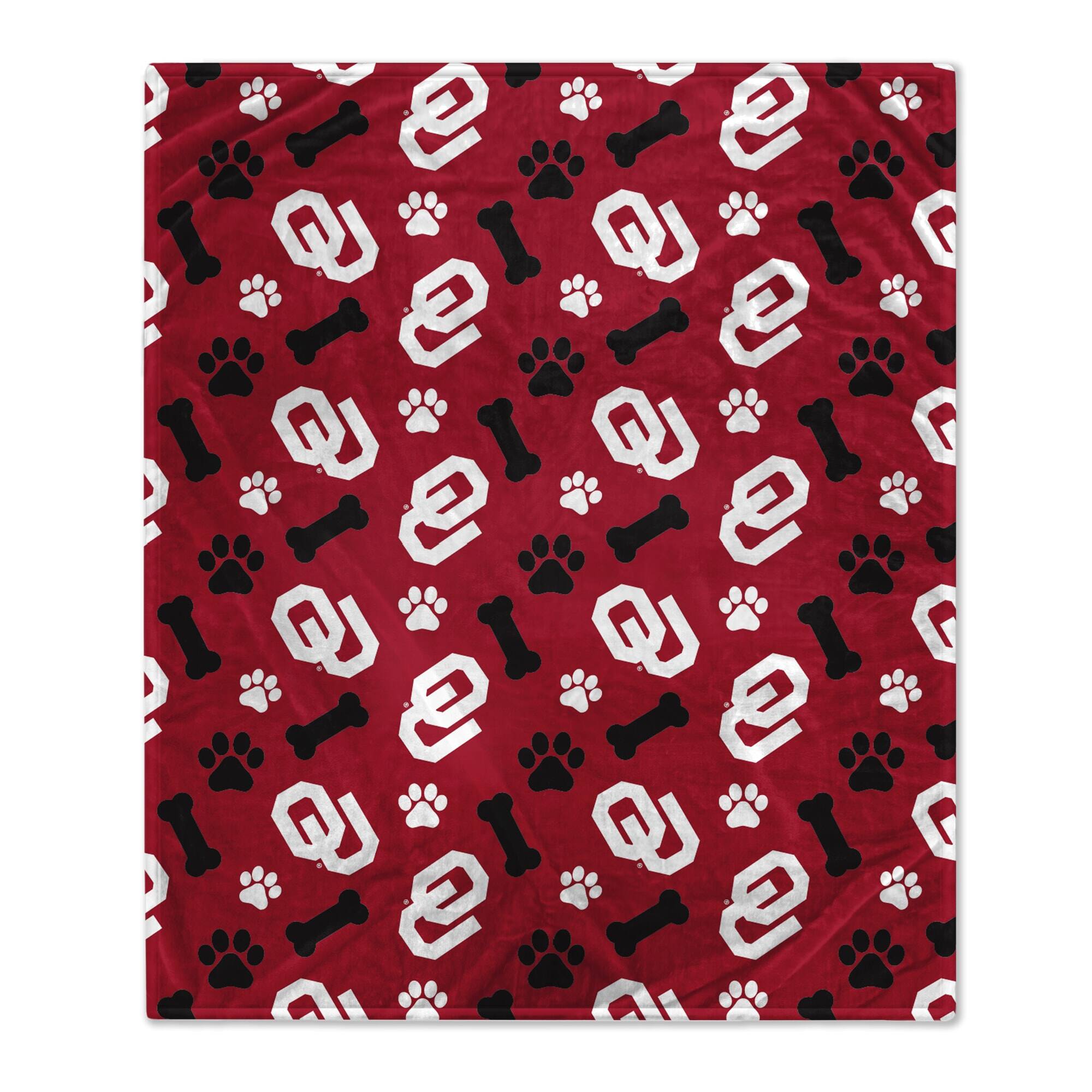 Front. Pegasus - Oklahoma Sooners 40" x 50" Lightweight Bones Flannel Fleece Pet Blanket - Red.