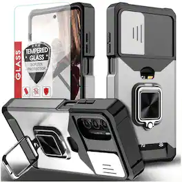 Kitcheniva - Dual Layer Shockproof Cover With Kickstand For Motorola Moto G Play 2024 Case Only - Silver