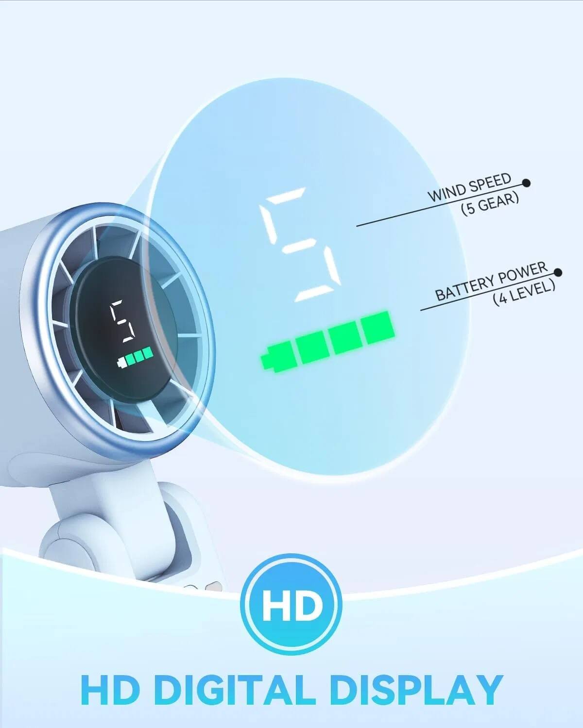 WIND SPEED (5 GEAR)  
BATTERY POWER (4 LEVEL)  
HD DIGITAL DISPLAY
