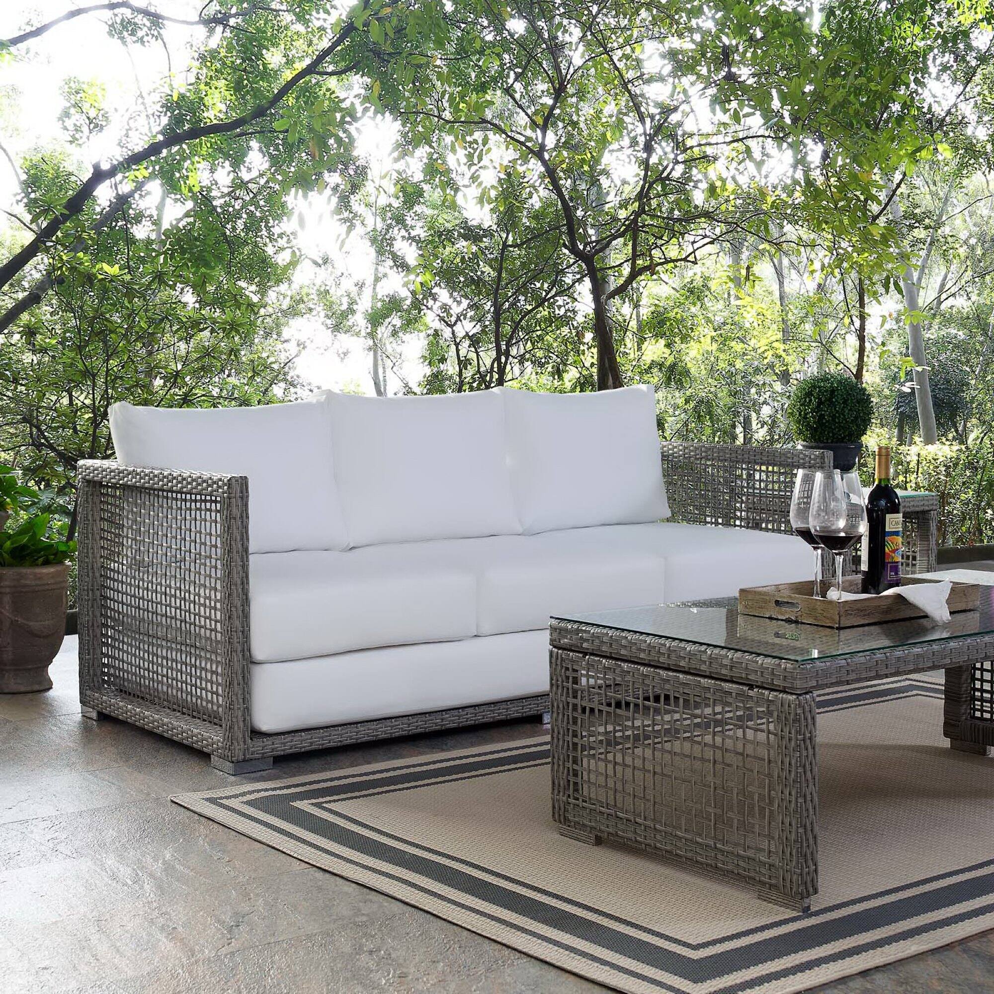 Alt View 1. Modway - Aura Outdoor Patio Wicker Rattan Sofa by Modway - Gray White.