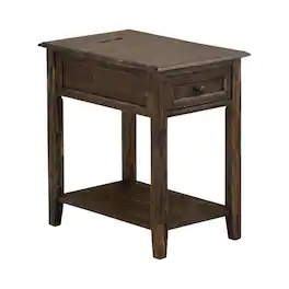FurniFact - Nightstand with Wooden Drawer and Stable Construction - Distressed Jacobean