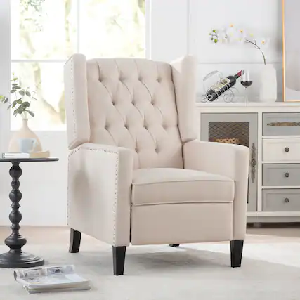 Front. TinyHomie - Manual Wing Chair Recliner - Gray.