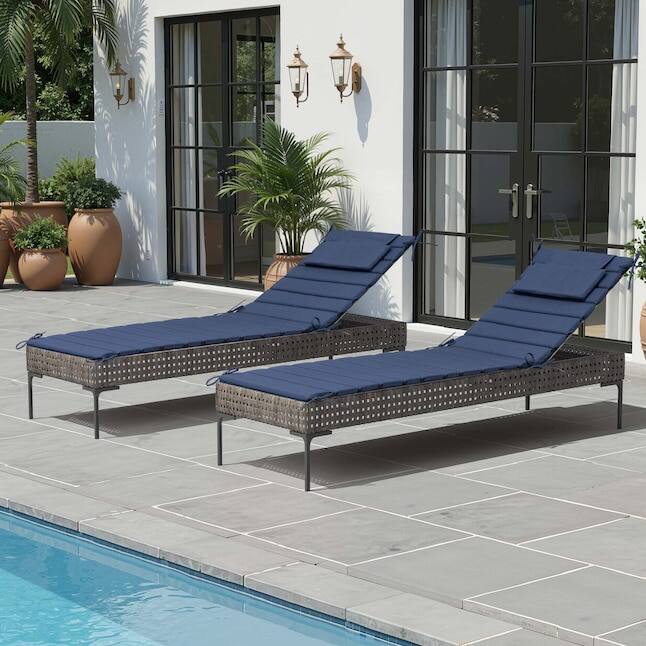 Angle. Crestlive Products - Crestlive Products 2pc 72in Outdoor Foldable Water Resistant Chaise Lounge Chair Cushion with Ties Patio cushion - Navy.