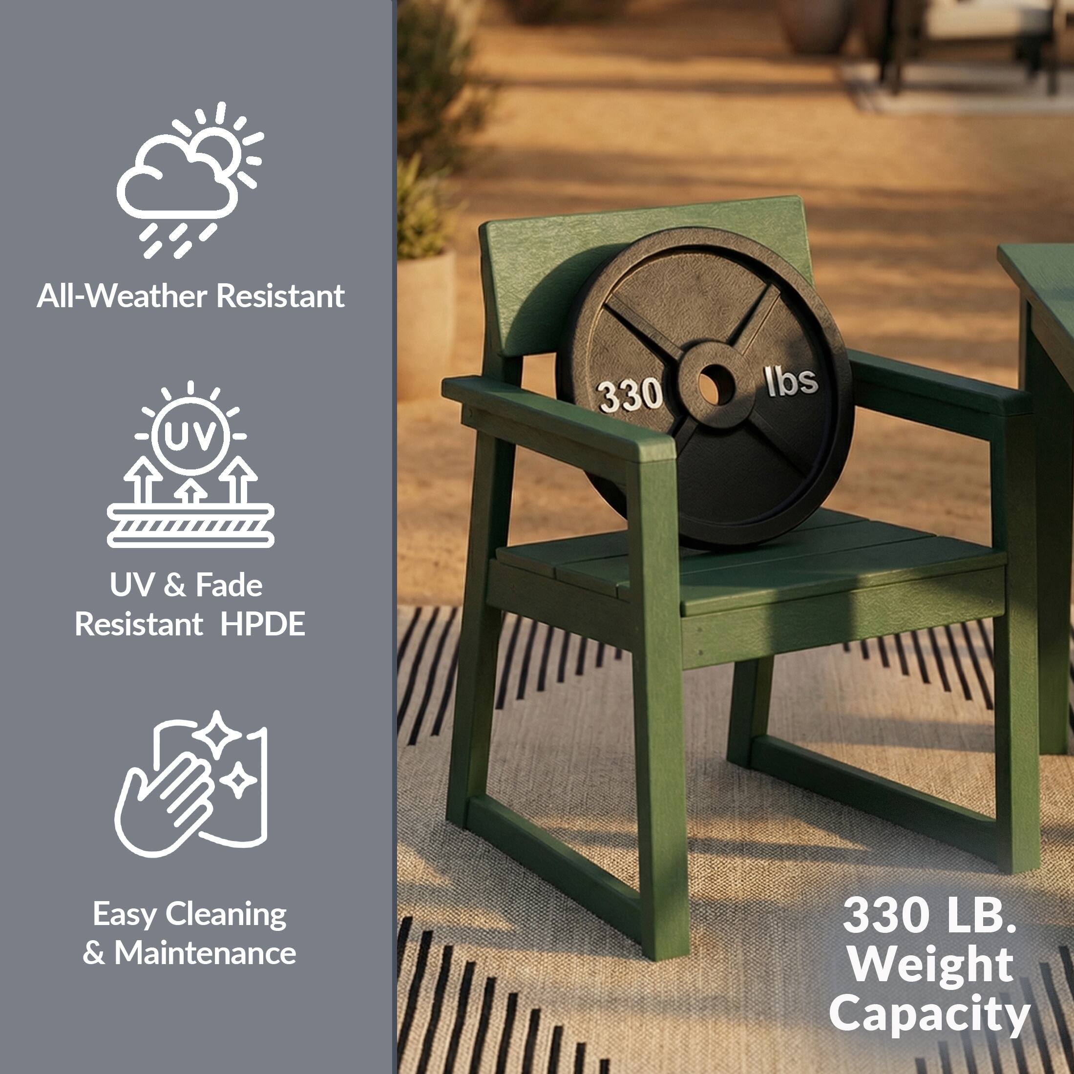 All-Weather Resistant  
UV & Fade Resistant HPDE  
Easy Cleaning & Maintenance  
330 LB. Weight Capacity