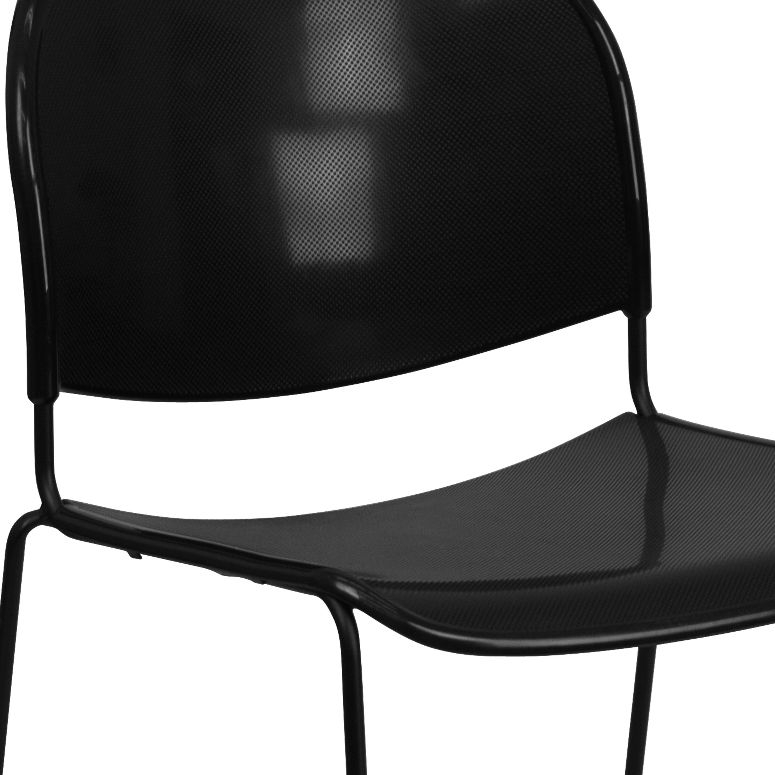 Alt View 9. Emma + Oliver - Ultra-Compact School Stack Chair - Office Guest Chair/Student Chair - Black Plastic/Black Frame.