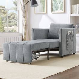 GOODSILO - Convertible Sleeper Sofa with Adjustable Backrest and Storage, Upholstered in Soft Chenille Fabric - Gray