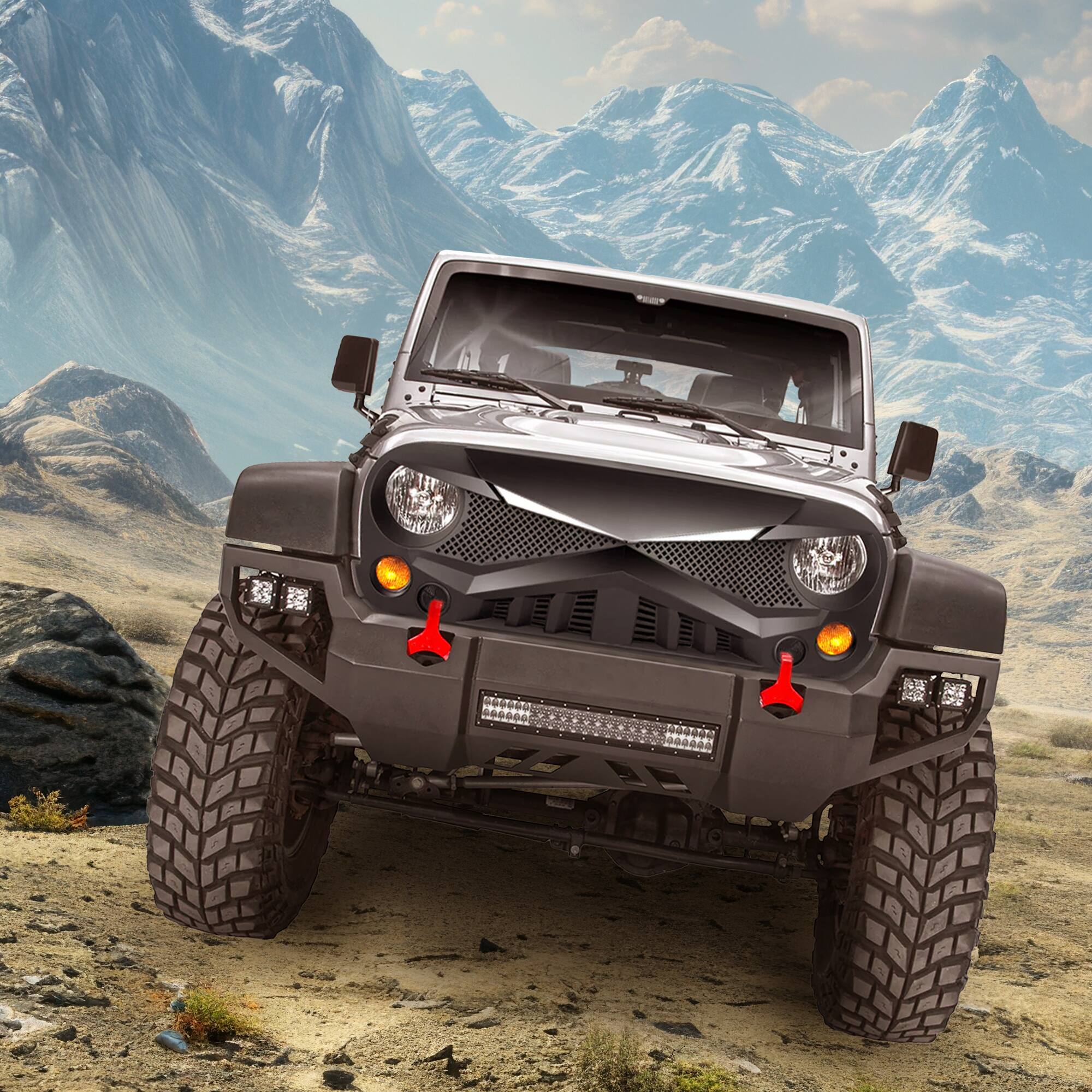 Alt View 5. AMERICAN MODIFIED - American Modified Hawke Grille Compatible with 18-23 Wrangler JL & Gladiator JT - Matte Black.