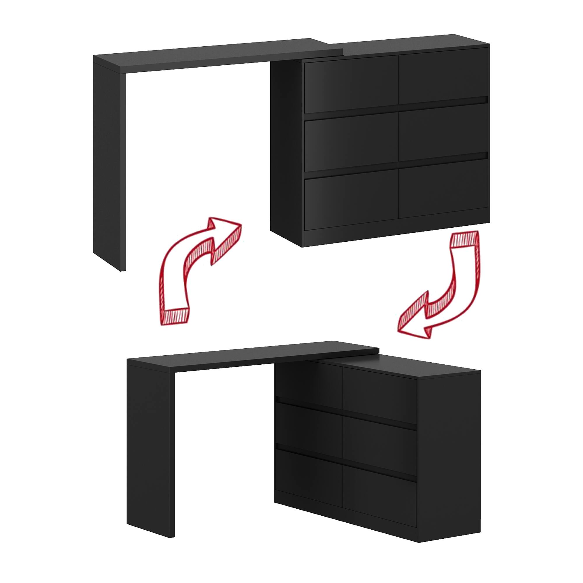 Alt View 5. FUFU & GAGA - FUFU&GAGA 6 - Drawer Transformative Dresser Storage Unit Redefine Your Space - Black.