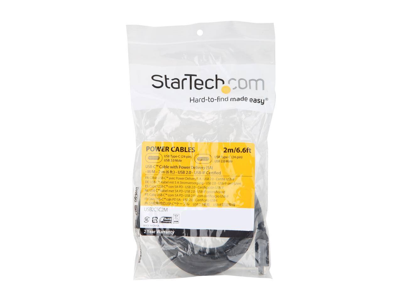 StarTech.com  
Hard-to-find made easy  

POWER CABLES  
2m/6.6ft  

USB Type-C (24-pin) USB 2.0 Male to USB-C Cable with Power Delivery (5A)  
M/M  

USB-IF Certified  
FR Cable  

USB Type-C (24-pin) USB 2.0 Male to USB-C Cable with Power Delivery (5A)  
M/M  

USB-IF Certified  
FR Cable  

USB Type-C (24-pin) USB 2.0 Male to USB-C Cable with Power Delivery (5A)  
M/M  

USB-IF Certified  
FR Cable  

USB Type-C (24-pin) USB 2.0 Male to USB-C Cable with Power Delivery (5A)  
M/M  

USB-IF Certified  
FR Cable  

USB Type-C (24-pin) USB 2.0 Male to USB-C Cable with Power Delivery (5A)  
M/M  

USB-IF Certified  
FR Cable  

USB Type-C (24-pin) USB 2.0 Male to USB-C Cable with Power Delivery (5A)  
M/M  

USB-IF Certified  
FR Cable  

USB Type-C (24-pin) USB 2