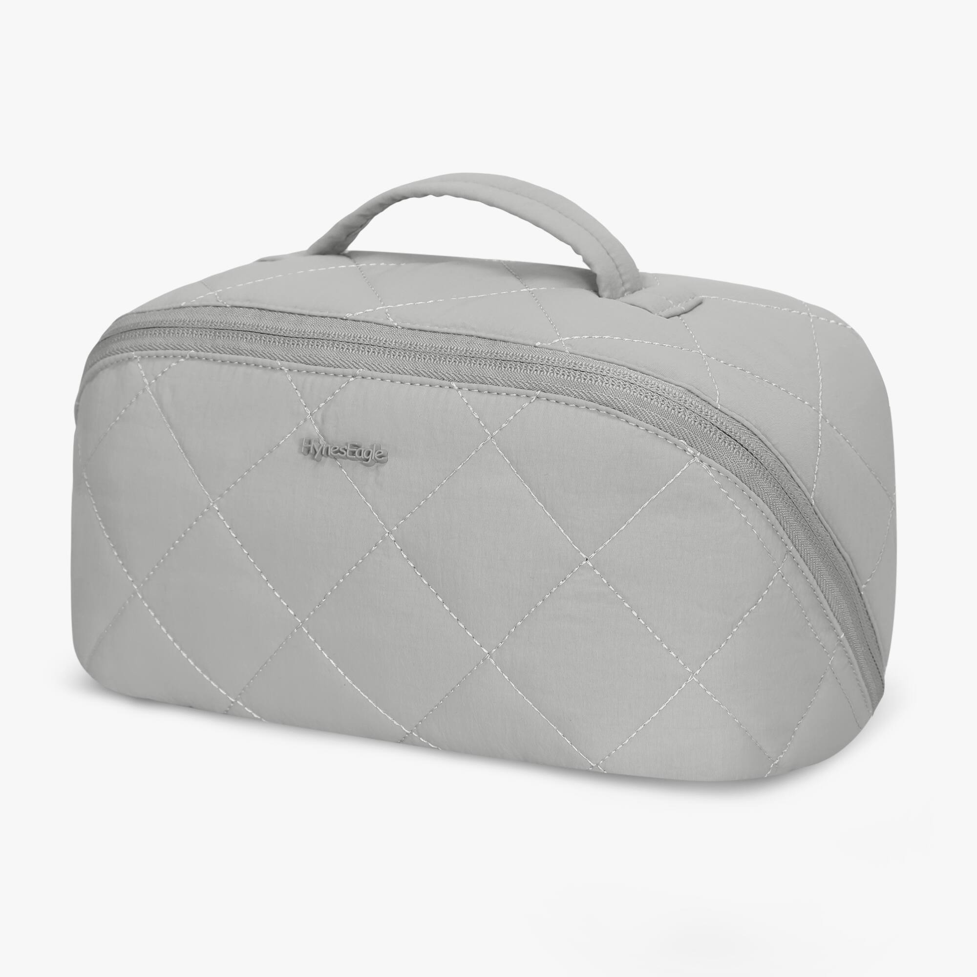 Hynes Eagle - Quilted Makeup Bag Organizer - Stone Gray