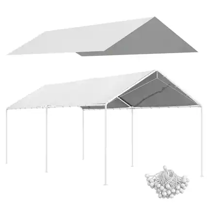 Front. Outsunny - x 20ft Carport Roof - White.