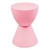 Front. LeisureMod - Boyd Modern Round Hourglass Accent Side Table, Drum Storage Table with Ribbed Base for Indoor/Outdoor - Pink.