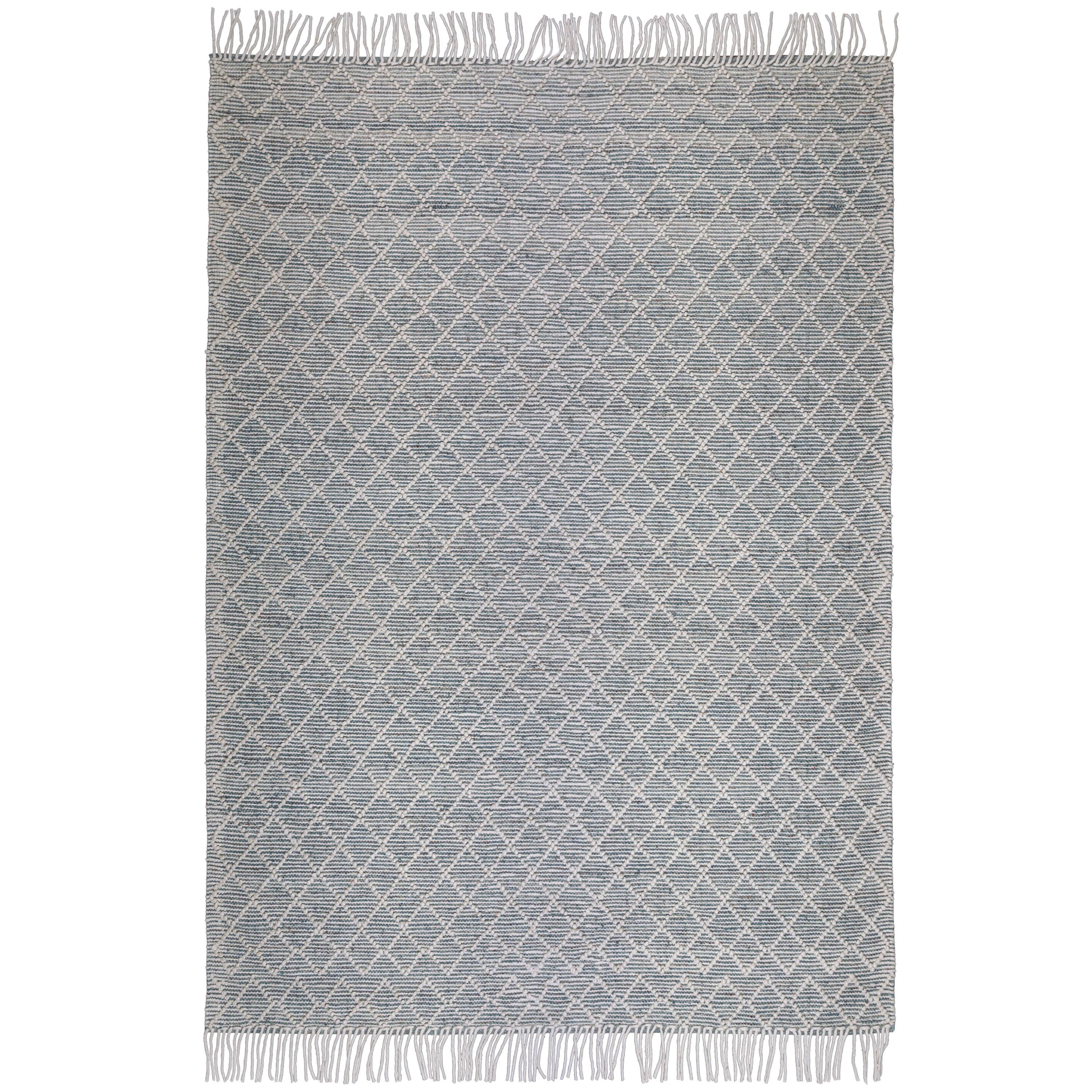 Angle. Simpli Home - Ogden 6 x 9 Area Rug - Ivory,Teal.