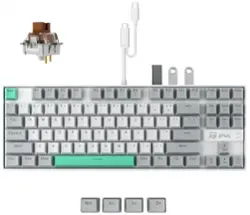 3inus - KEBOHUB EE01 Wired Mechanical Keyboard with 5-in-1 Hub, 87 Keys RGB Backlit, Hot-Swappable Switches for Mac & Windows - Gray - Front_Zoom