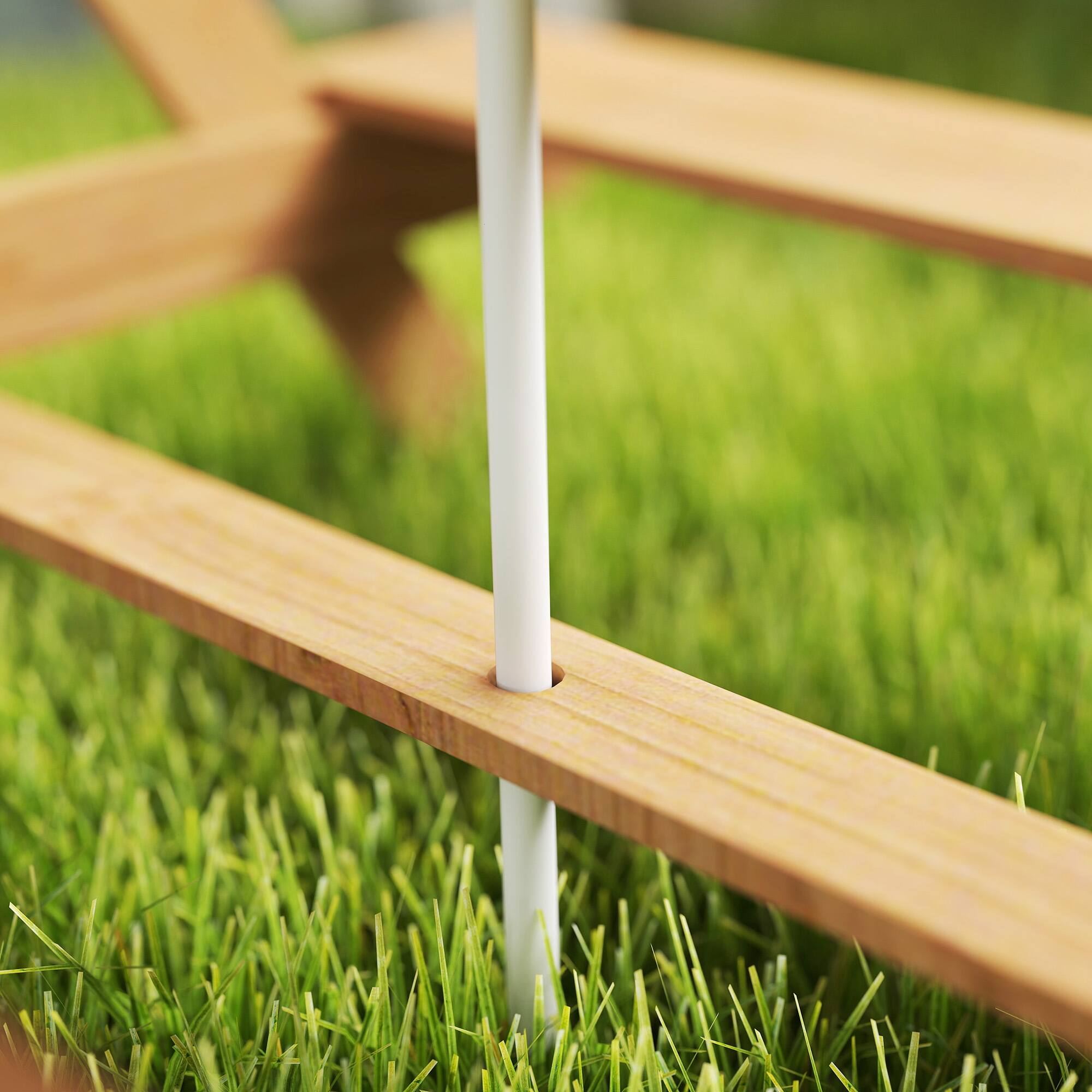 Alt View 5. Qaba - Kids Picnic Table, Wooden Outdoor Table & Bench Set with Removable Umbrella, Children Sand/Water Activity Table - Mixed Color.