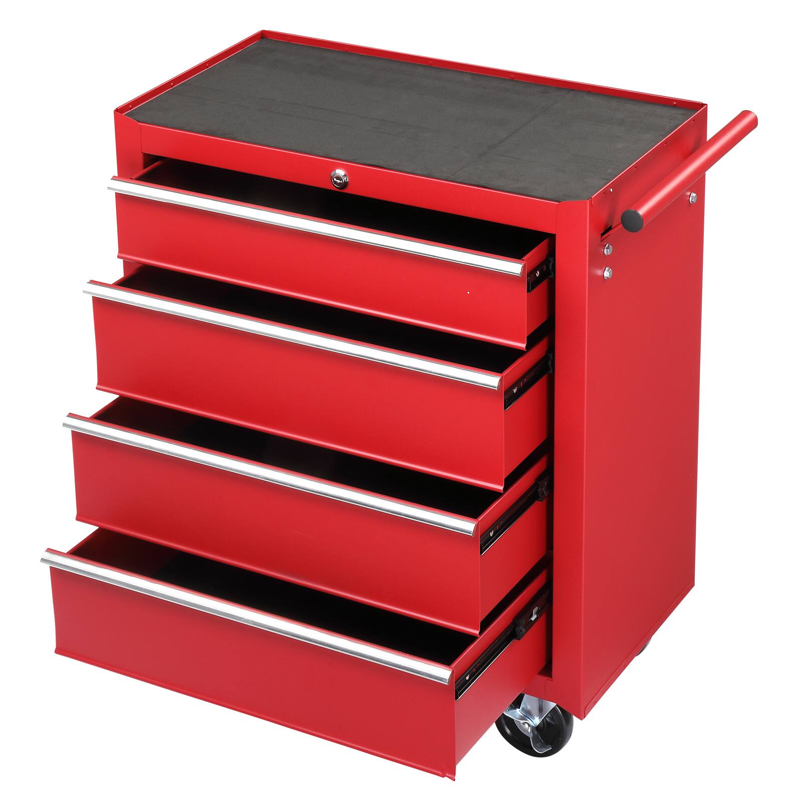 Alt View 1. Winado - 4-Drawer Rolling Tool Chest with Lock&Key & Drawer Liners Tool Storage Cabinet - Red.