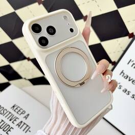 Dteck - Magnetic Case for Apple iPhone 17 Pro with 360 Rotating Ring Stand, Matte Shockproof Cover, Precise Camera Cutouts - White