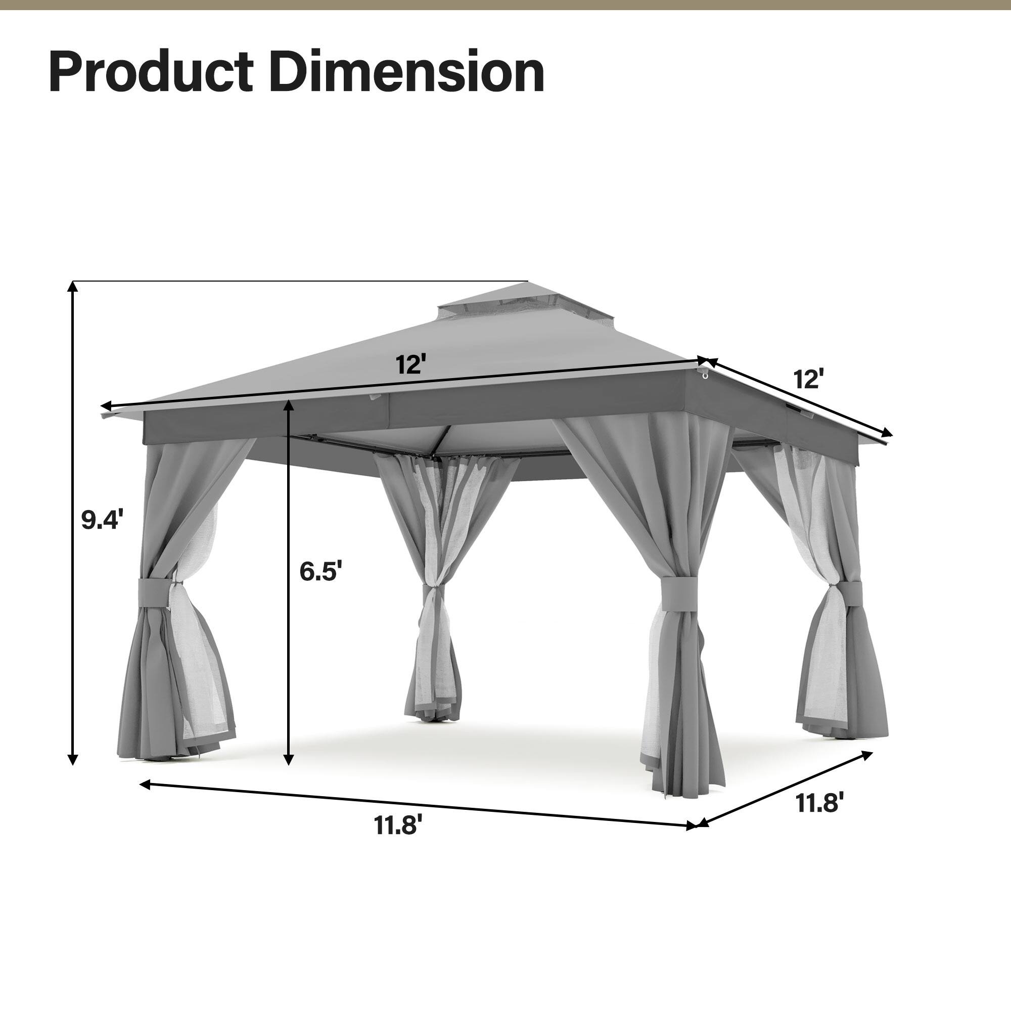 Product Dimension  
12' x 12' x 9.4' x 6.5' x 11.8' x 11.8'