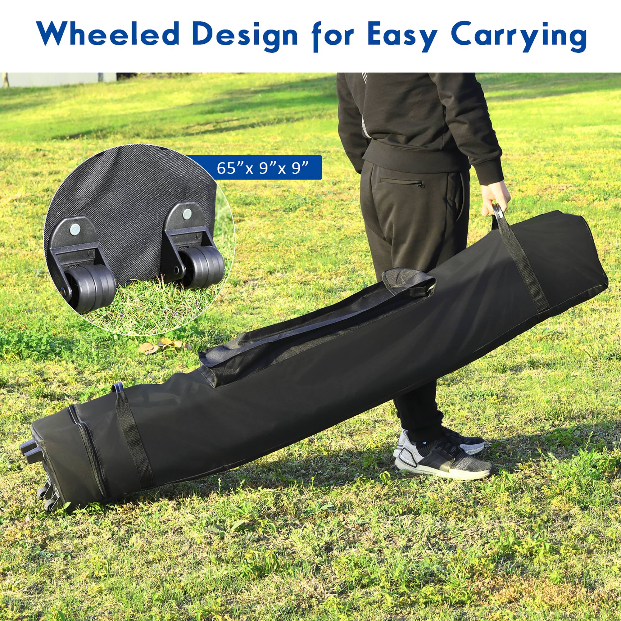 Wheeled Design for Easy Carrying

65" x 9" x 9"