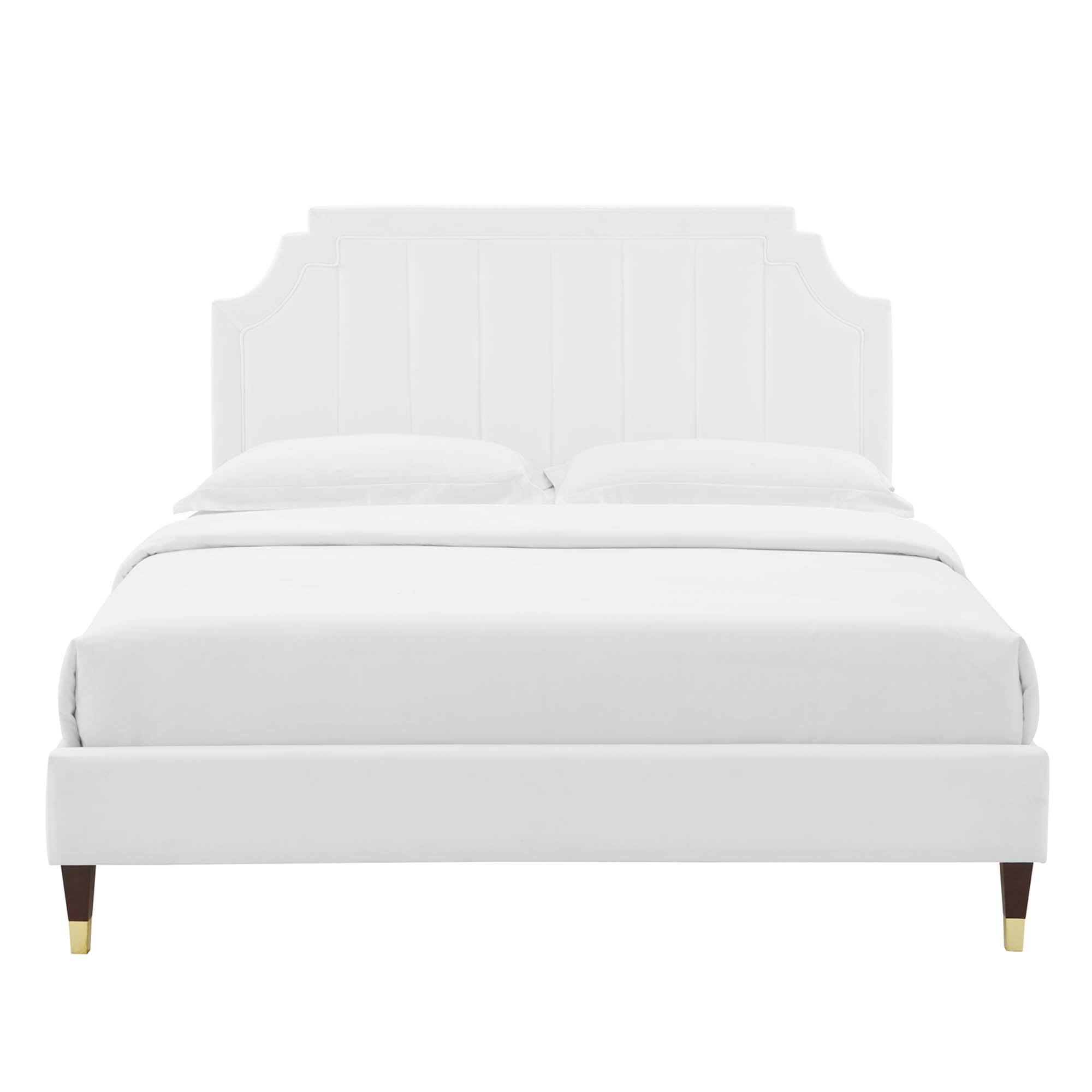 Alt View 7. Modway - Sienna Performance Velvet Full Platform Bed - White.