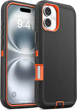 Entronix - Heavy Duty Case for iPhone 17 - Ultimate Triple-Layer Protection - Orange