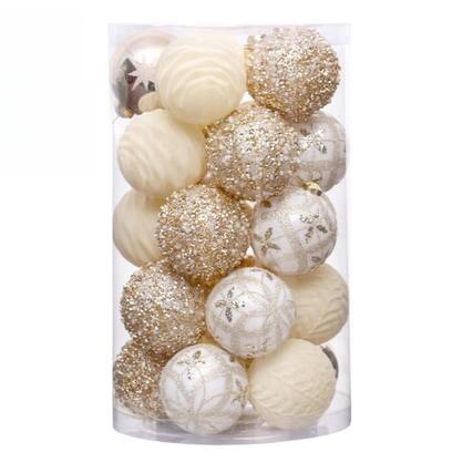Front. Acekool - 2.36 Inch 25pcs Shatterproof PVC Christmas Balls for Gift Wrapping Party Supplies and Christmas Home Decor (Champagne) - Champagne.
