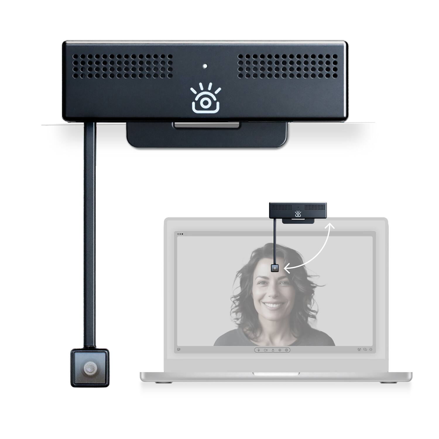 Alt View 9. iContact Camera - ProMini 4K Eye-Contact Webcam, Retractable Arm for Laptops - Black.