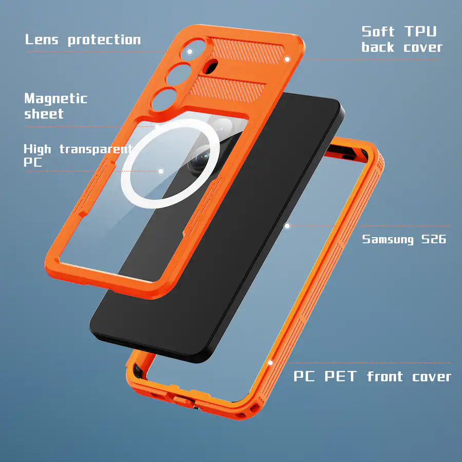 Dteck For Samsung Galaxy S26+ Rugged Waterproof Case,Shockproof Mag ...