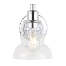Jonathan Y - Manhattan Vintage 6.5" 1-Light Metal/Glass Industrial Rustic LED Vanity - Chrome