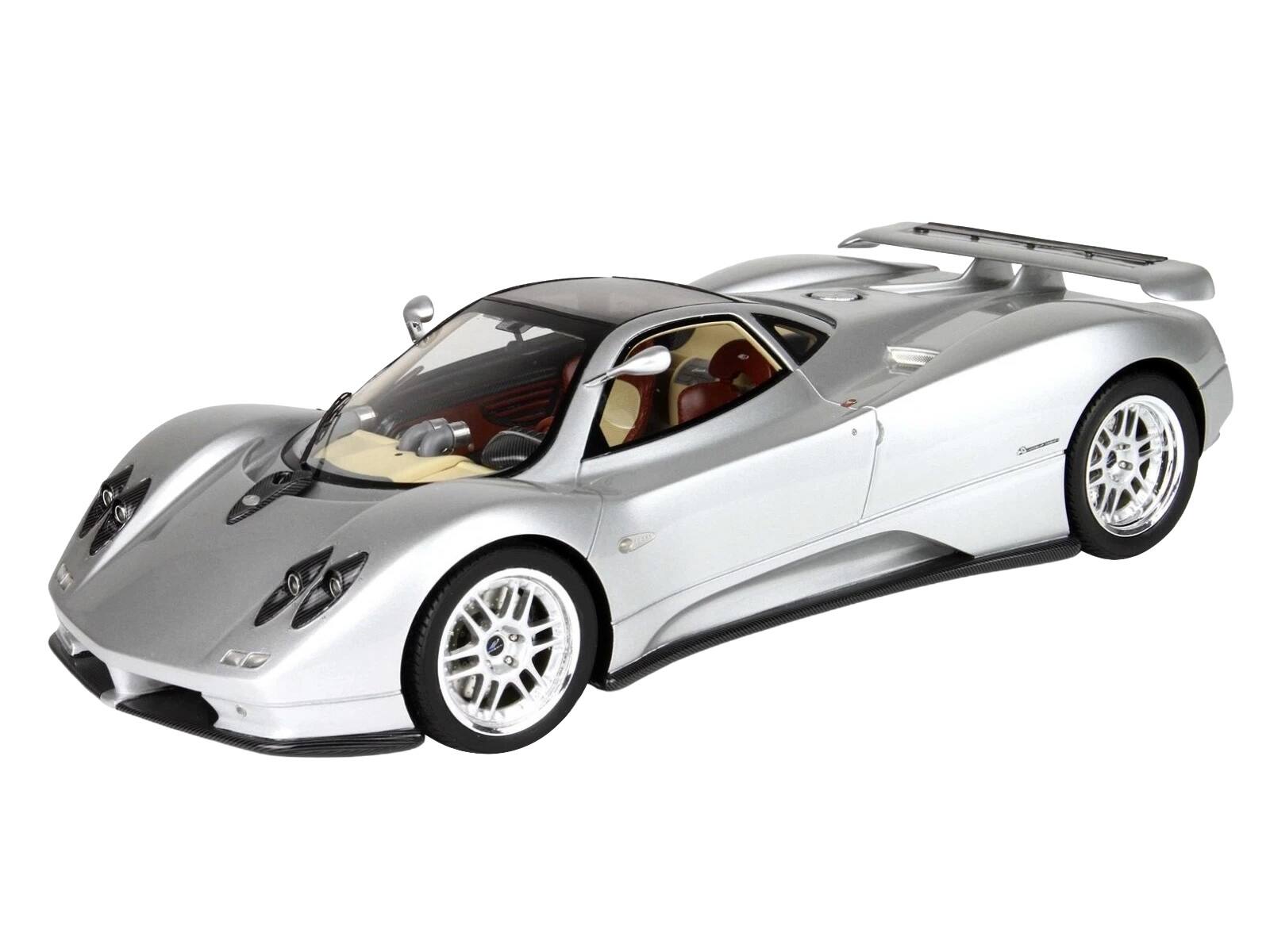Alt View 1. BBR - Pagani Zonda C12 Silver Metallic "VIN 001 20th Anniversary Restoration" with CASE Limited Ed 1/18 Model Car by BBR.