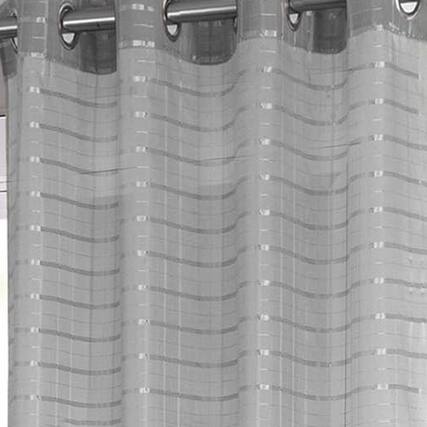 Front. RT Designers Collection - Wanda Box Voile Silver Blackout Curtains - 2-Piece Set 38" x 84" - Silver.