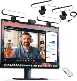 Schertz - Dual-Lamp Video Conference Light – LED Zoom Lighting with Remote & Touch Control for Laptop, Webcam & Streaming