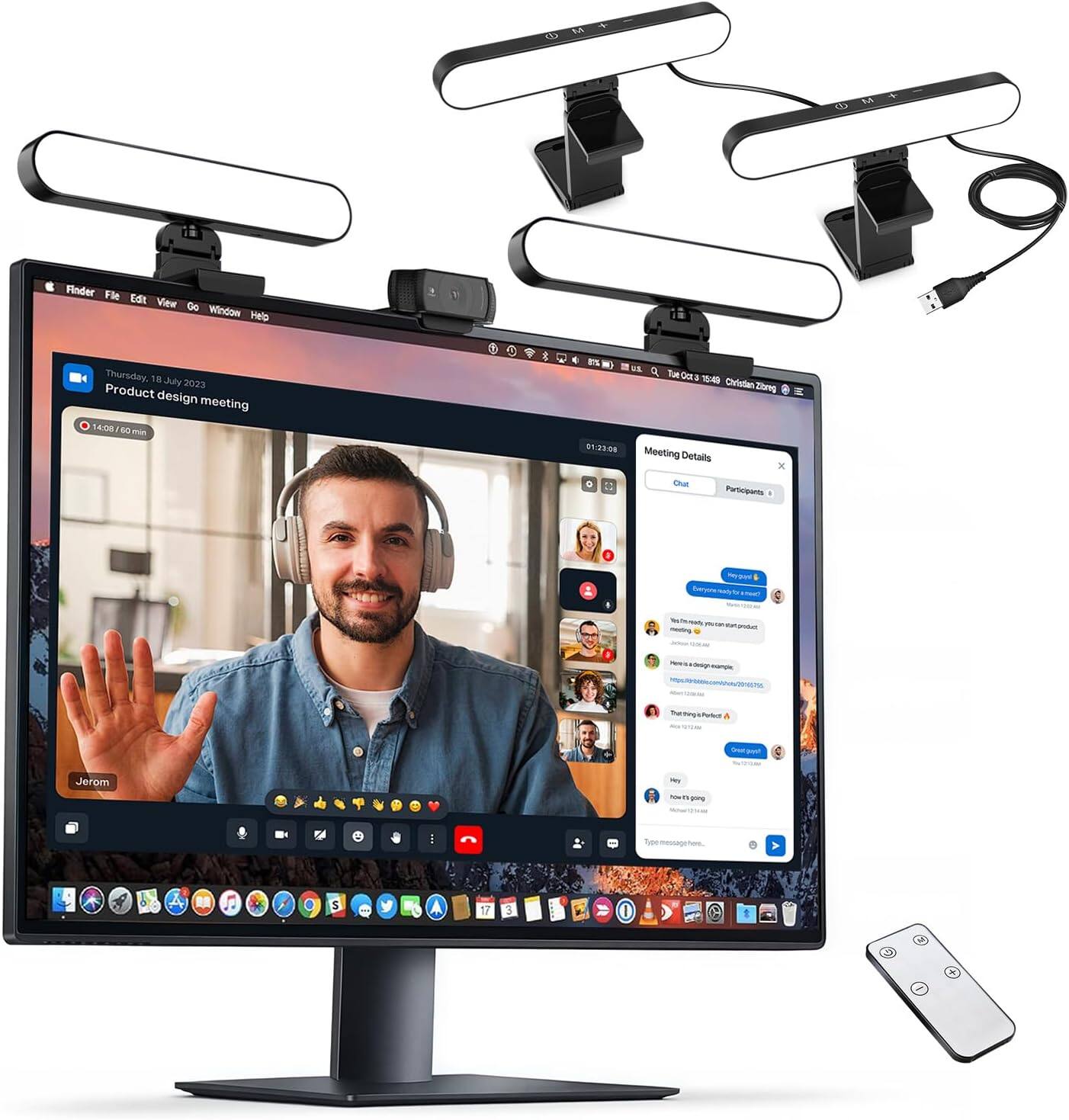 Schertz - Dual-Lamp Video Conference Light – LED Zoom Lighting with Remote & Touch Control for Laptop, Webcam & Streaming