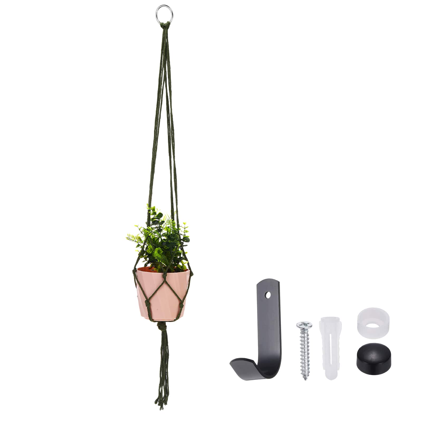 Unique Bargains - Macrame Plant Hanger, 41 Inch Hanging Planter w/ Hook Tassels Decorative Crochet Cotton Rope for Home Decor - Olive Green price history on PriceWatchPro