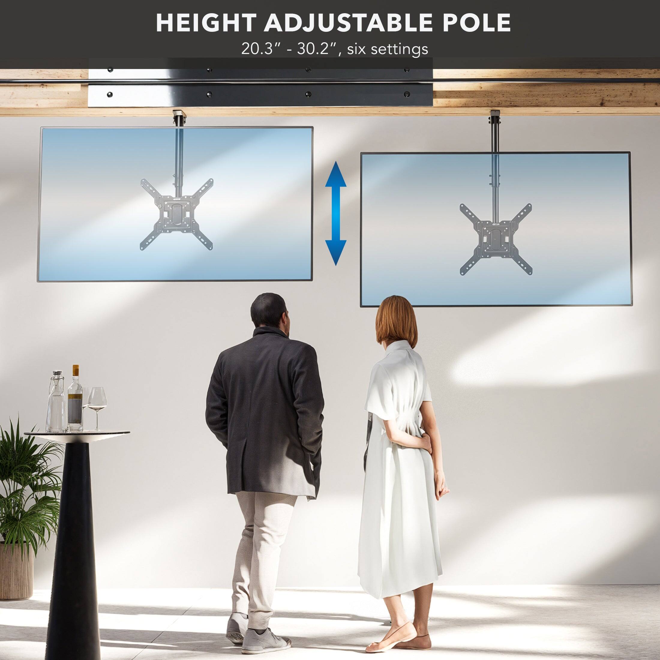 HEIGHT ADJUSTABLE POLE  
20.3" - 30.2", six settings