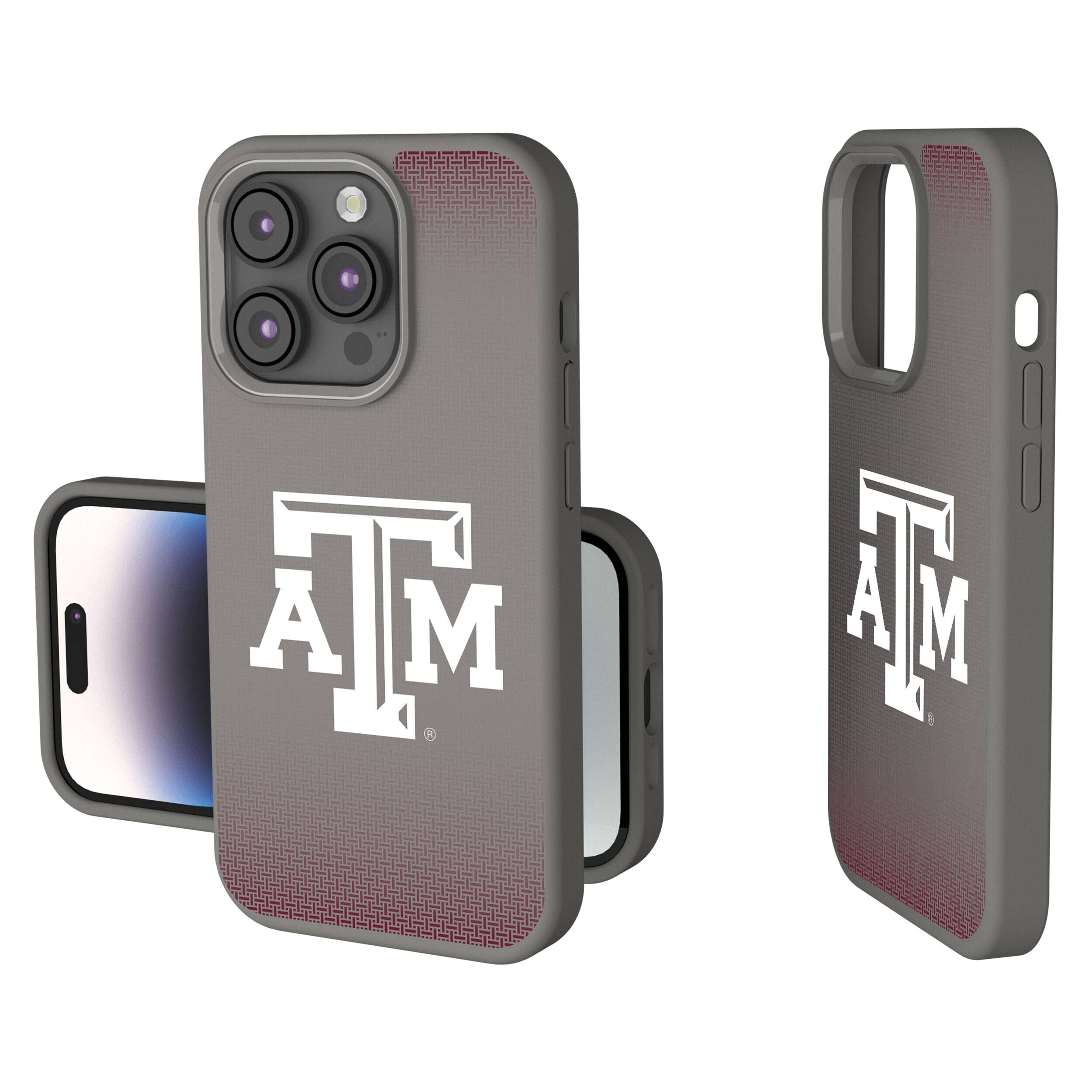 Front. Keyscaper - Texas A&M Aggies Linen Logo iPhone Soft Touch Case - 14 Plus - Gray.