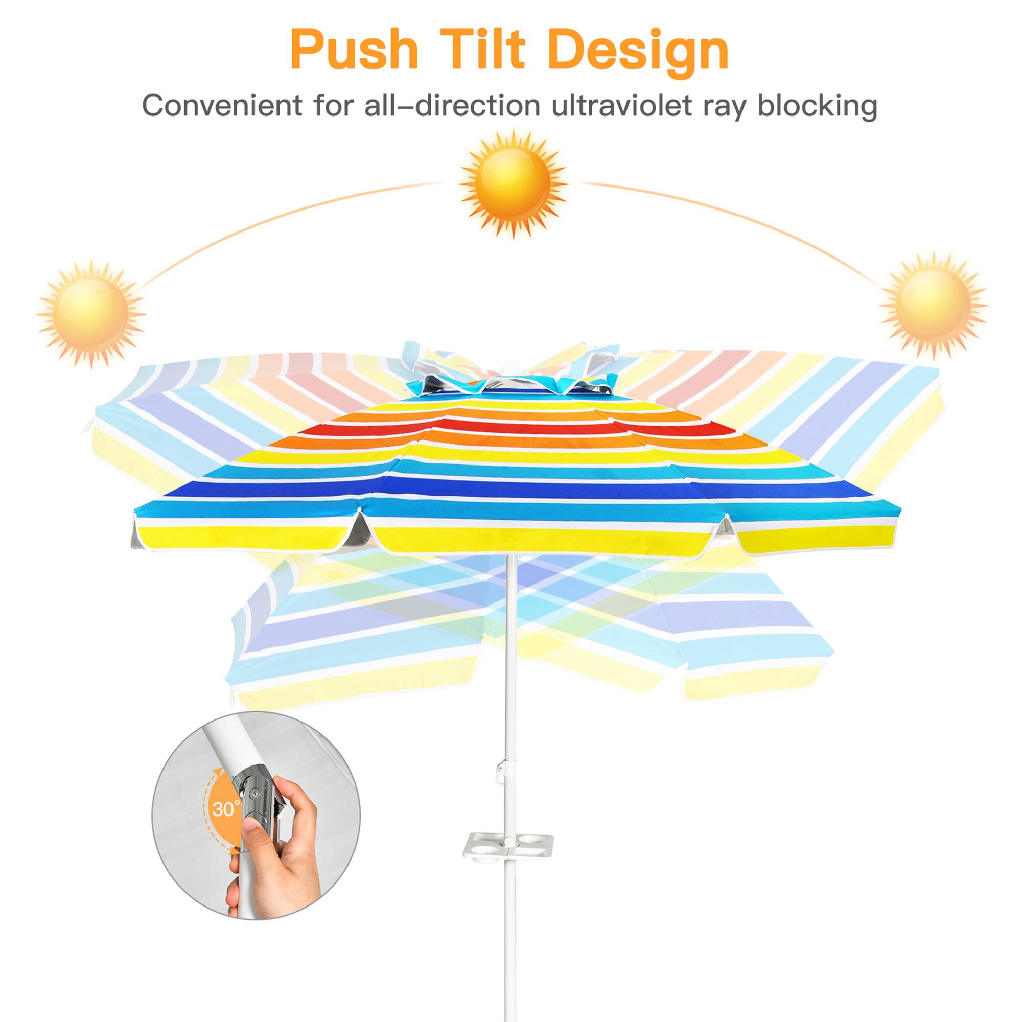 Push Tilt Design  
Convenient for all-direction ultraviolet ray blocking