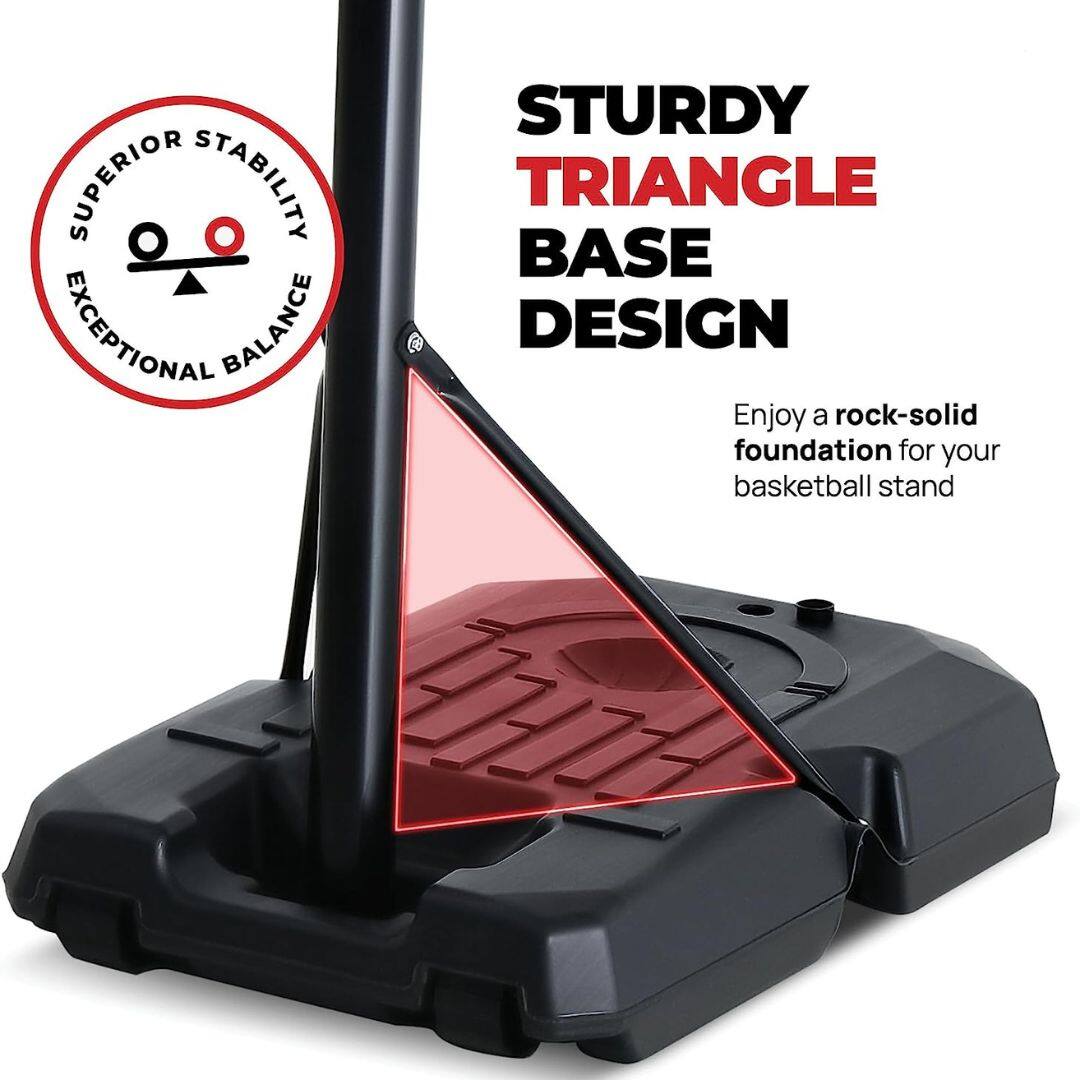 STURDY TRIANGLE BASE DESIGN

Enjoy a rock-solid foundation for your basketball stand

SUPERIOR STABILITY EXCEPTIONAL BALANCE