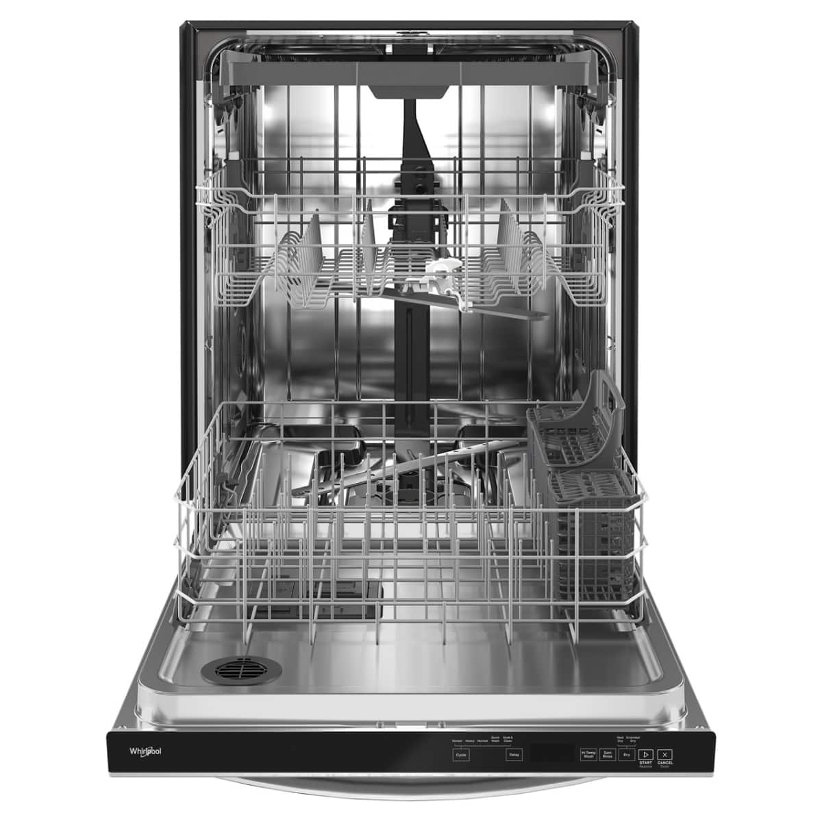 Angle. Whirlpool - 24” Dishwasher with AI Intelligent Wash and 47 dBA - Fingerprint Resistant Stainless Steel.