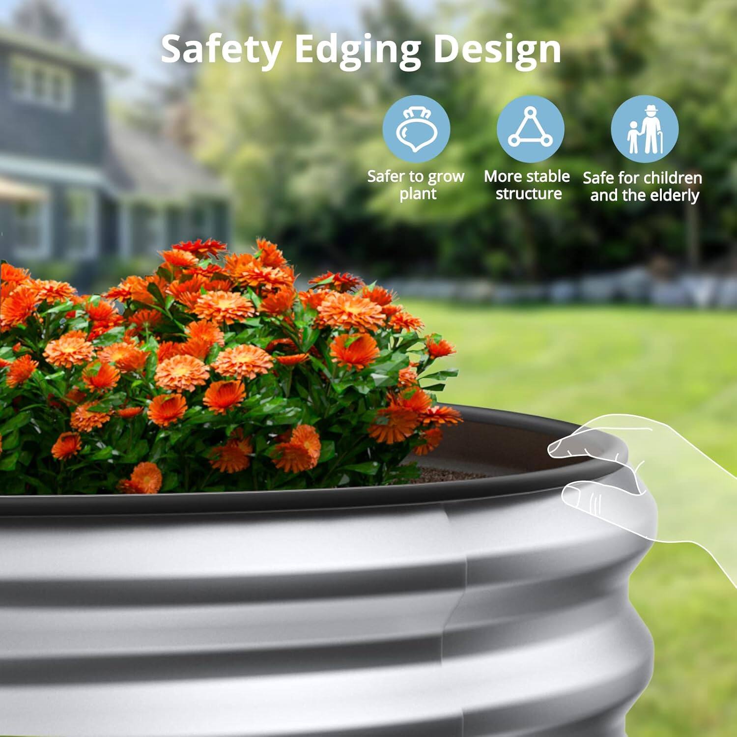Safety Edging Design

- Safer to grow plant
- More stable structure
- Safe for children and the elderly