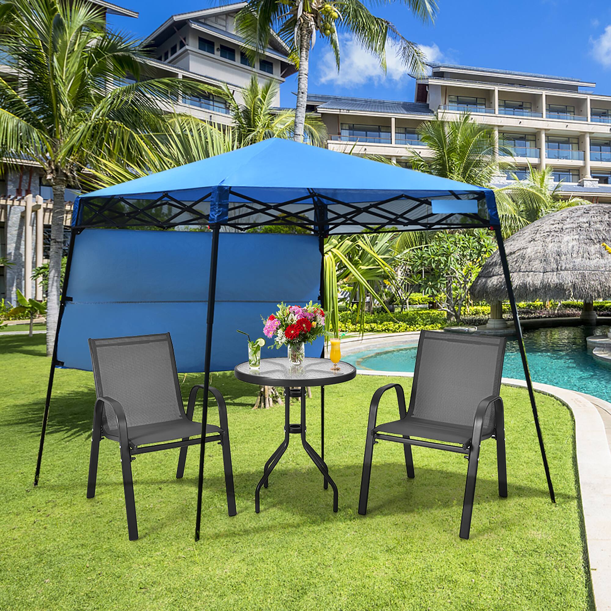 Alt View 2. Costway - Costway 7x7 FT Slant Leg Pop-up Canopy Tent Shelter Adjustable Portable Carry Bag - Blue.