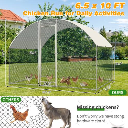 Alt View 1. Winado - 6.5 x 10 FT Metal Walk In Chicken Coop Run Cage Round Roof Rabbit Hutch Hen House Enclosure.