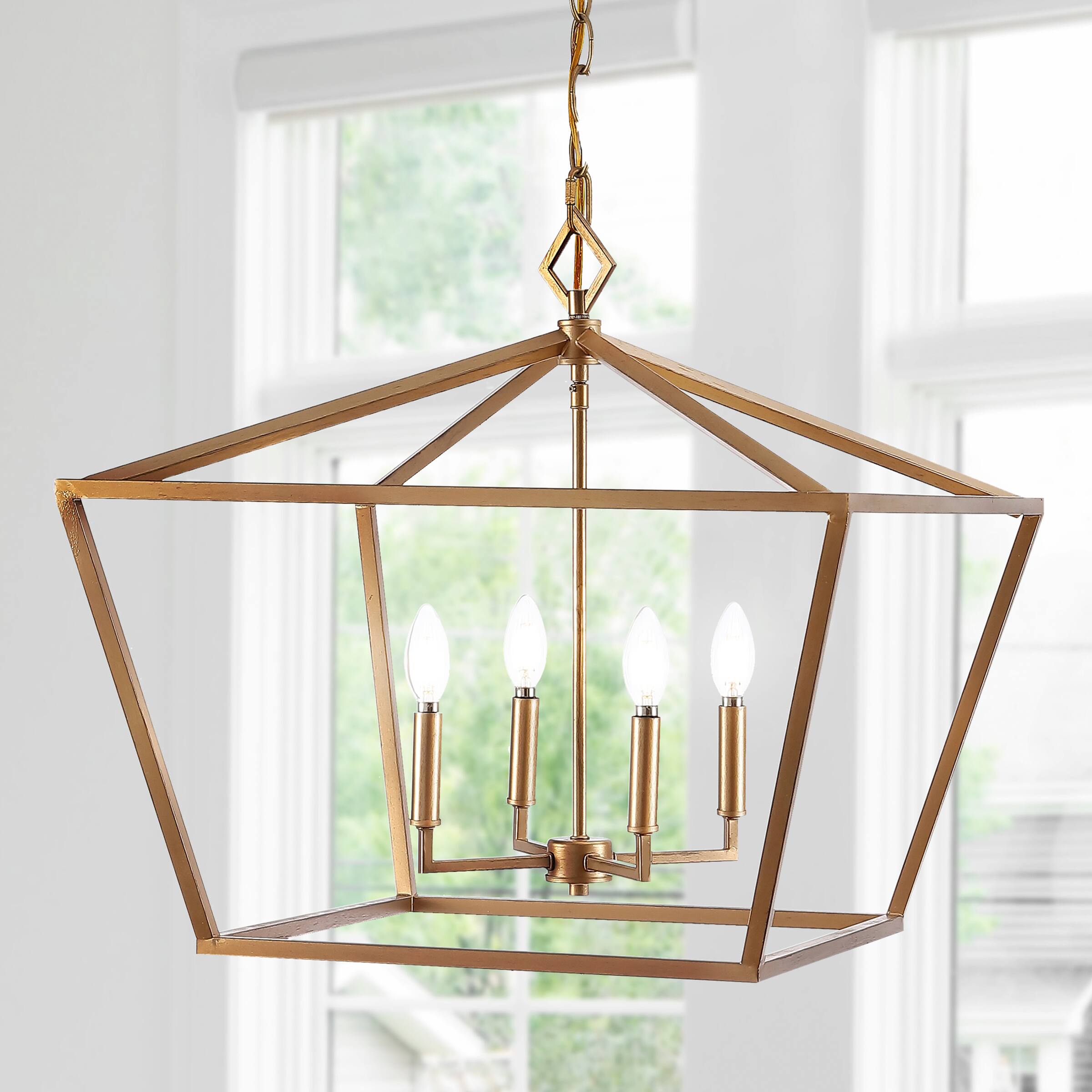 Alt View 1. Jonathan Y - Gatsby 23" 4-Light Adjustable Iron Rustic Glam LED Pendant, Gold - Gold.