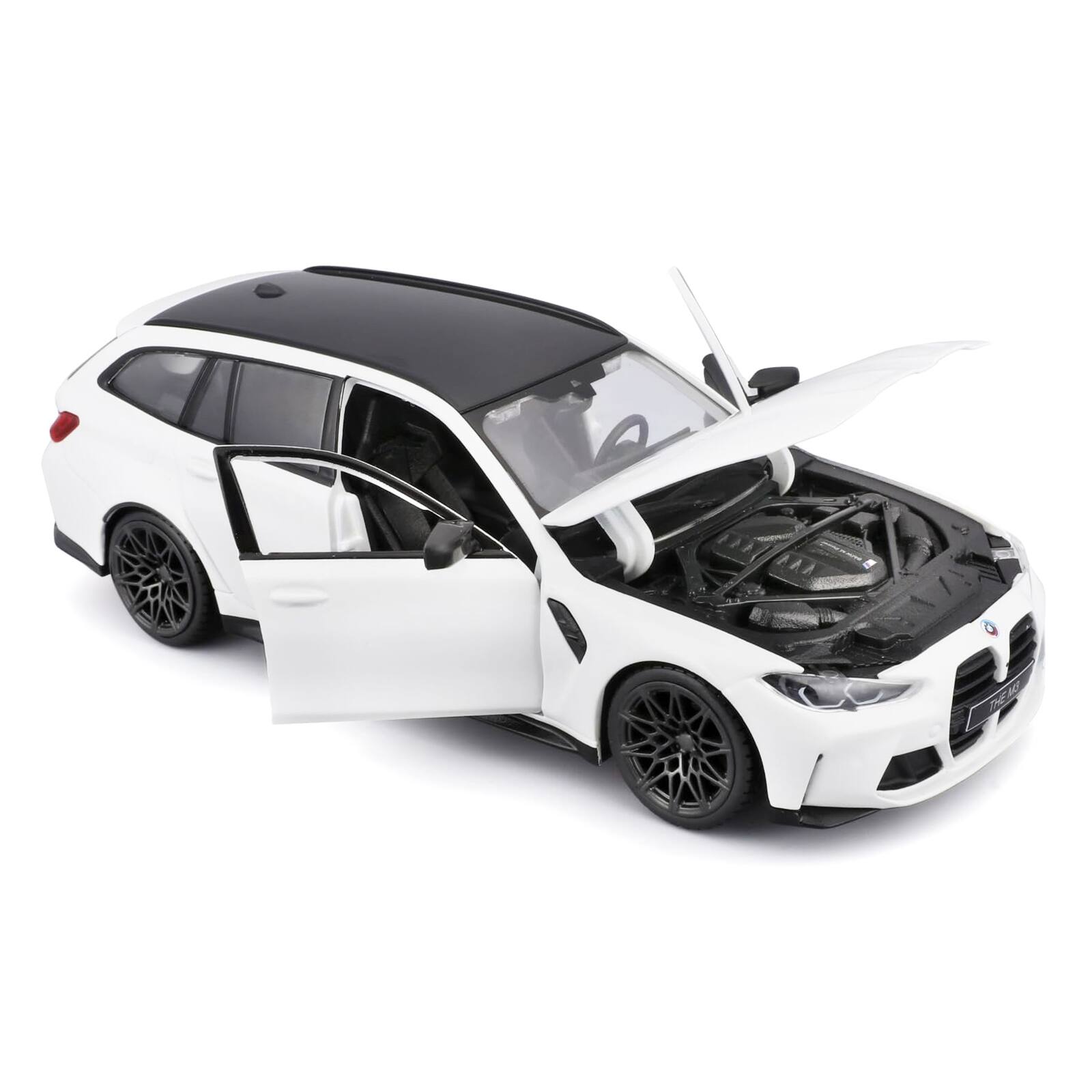 Alt View 1. Bburago - 2023 BMW M3 Touring White with Black Top 1/24 Diecast Model Car by Bburago.