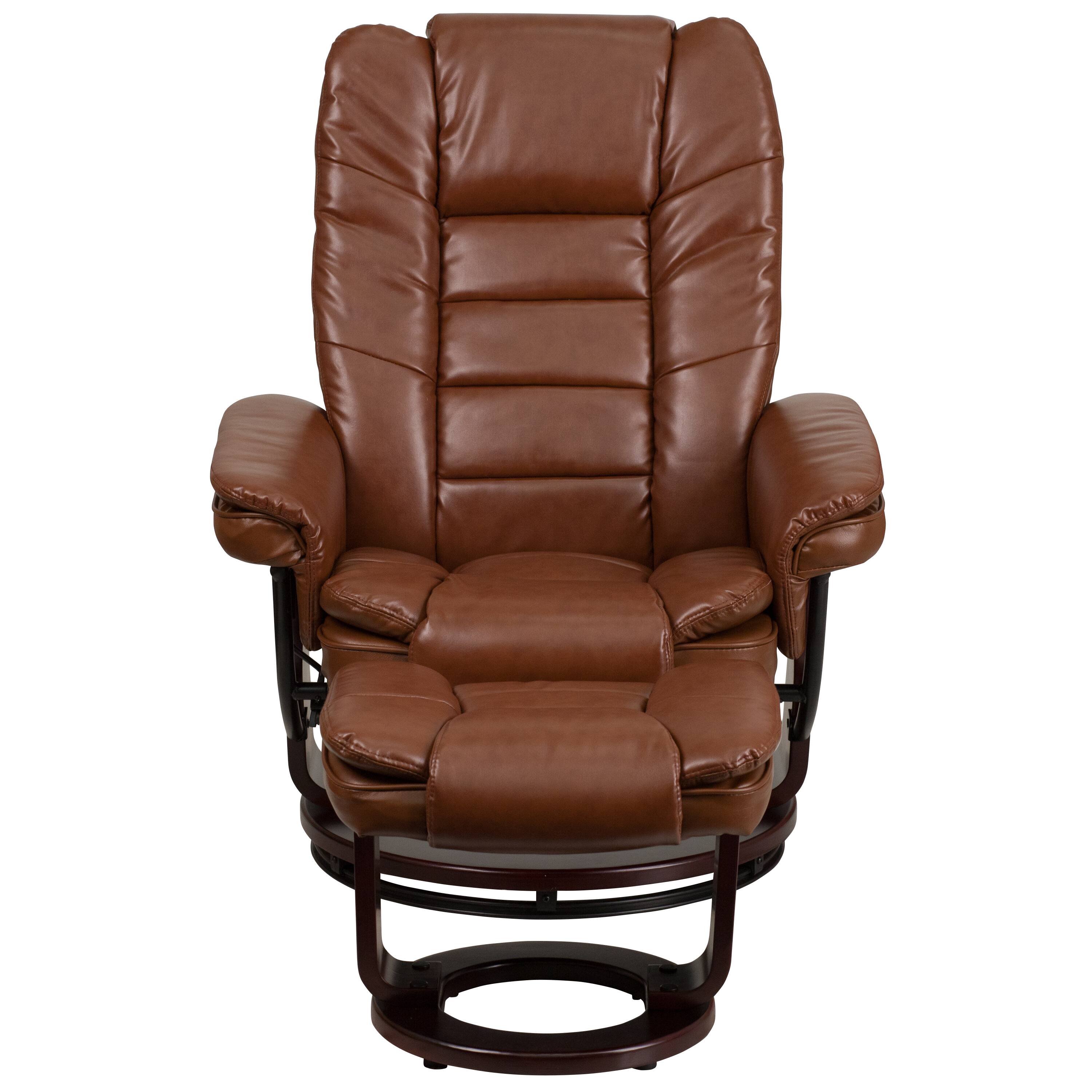 Alt View 6. Emma + Oliver - Multi-Position Stitched Recliner & Ottoman with Swivel Base - Brown Vintage.