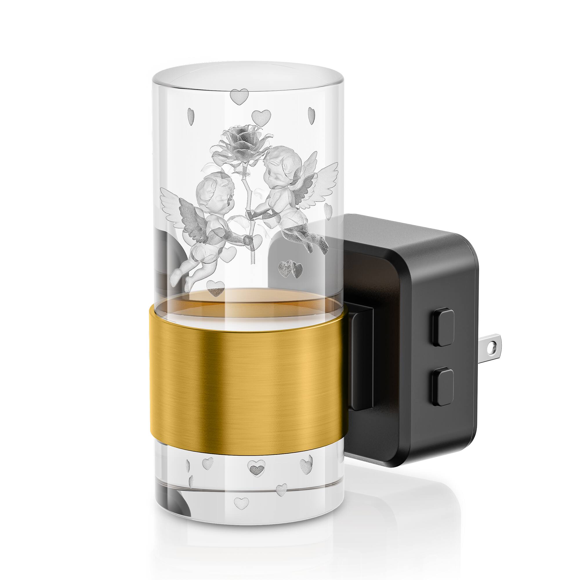 Front. Jandcase - JANDCASE 1W Plug-in Night Light, RGB+Color Changing, 3-Step Dimming, Color Memory, Dusk-to-Dawn - Black and Gold.