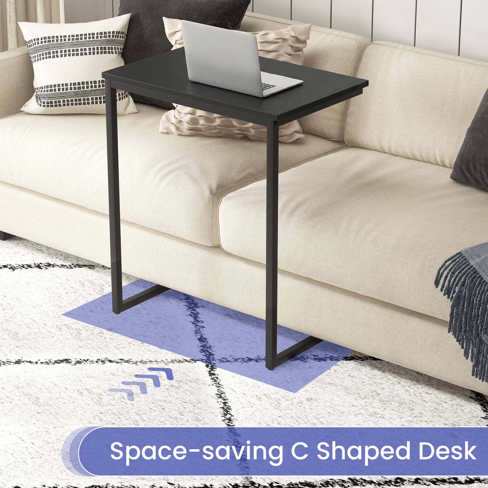 Space-saving C Shaped Desk