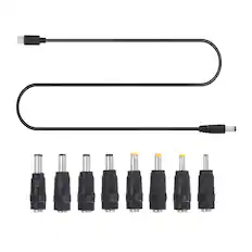 Front. Unique Bargains - USB-C to DC PD Adapter w/ 8 Tips, 1.18m/3.9ft, 5V-20V PD Trigger Cable for Routers, Laptop, Speaker - Black.